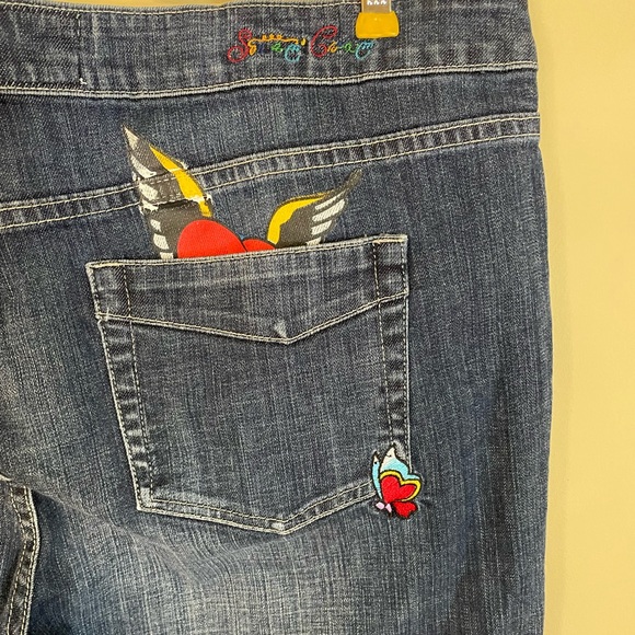 Sour n’ Cream Blue Denim Bermuda Shorts with Embroidered Patches - Picture 4 of 9